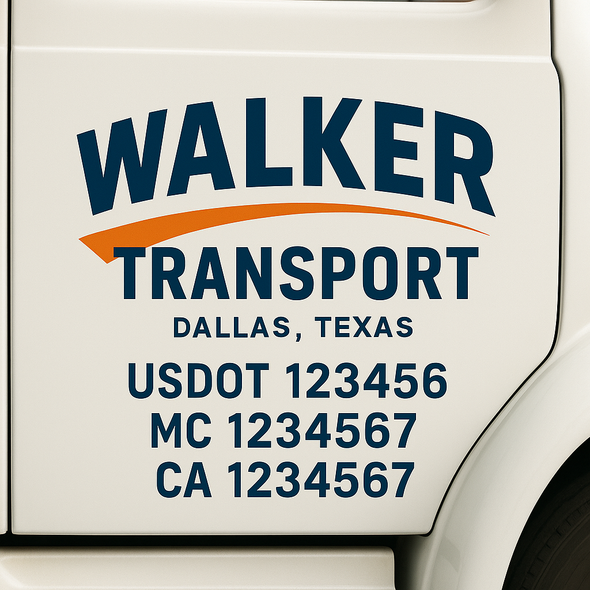 Custom Designed USDOT (DOT) Truck Door Lettering Decal Signs | Graphic Designed USDOT Lettering For Semi-Trucks, Work Trucks & Box Trucks | Add Your Trucking Name, USDOT, MC, CA, KYU, GVW & VIN (2-Pack)