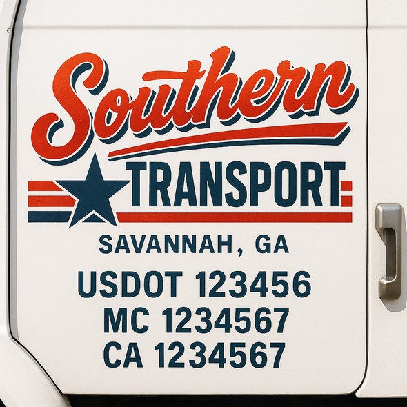 Custom Designed USDOT (DOT) Truck Door Lettering Decal Signs | Graphic Designed USDOT Lettering For Semi-Trucks, Work Trucks & Box Trucks | Add Your Trucking Name, USDOT, MC, CA, KYU, GVW & VIN (2-Pack)