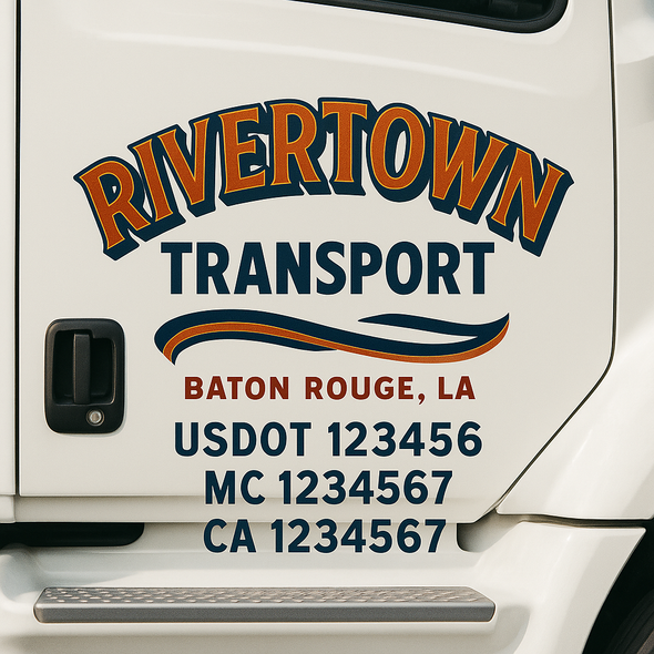 Custom Designed USDOT (DOT) Truck Door Lettering Decal Signs | Graphic Designed USDOT Lettering For Semi-Trucks, Work Trucks & Box Trucks | Add Your Trucking Name, USDOT, MC, CA, KYU, GVW & VIN (2-Pack)
