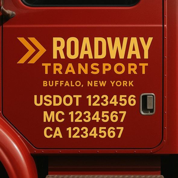 Custom Designed USDOT (DOT) Truck Door Lettering Decal Signs | Graphic Designed USDOT Lettering For Semi-Trucks, Work Trucks & Box Trucks | Add Your Trucking Name, USDOT, MC, CA, KYU, GVW & VIN (2-Pack)