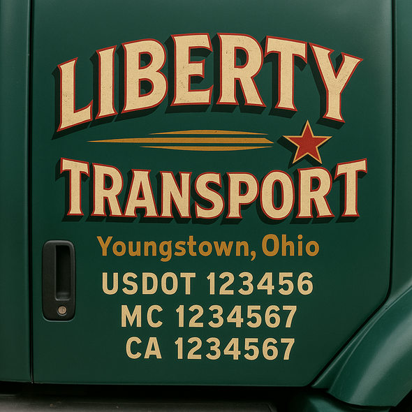 Custom Designed USDOT (DOT) Truck Door Lettering Decal Signs | Graphic Designed USDOT Lettering For Semi-Trucks, Work Trucks & Box Trucks | Add Your Trucking Name, USDOT, MC, CA, KYU, GVW & VIN (2-Pack)