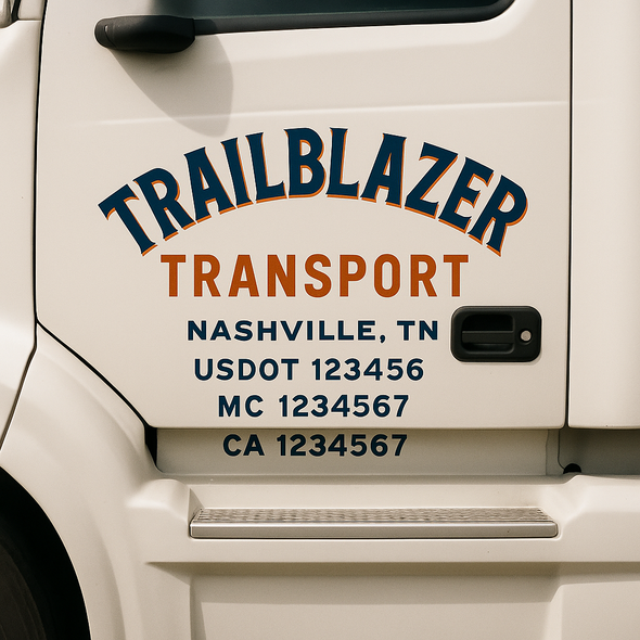 Custom Designed USDOT (DOT) Truck Door Lettering Decal Signs | Graphic Designed USDOT Lettering For Semi-Trucks, Work Trucks & Box Trucks | Add Your Trucking Name, USDOT, MC, CA, KYU, GVW & VIN (2-Pack)