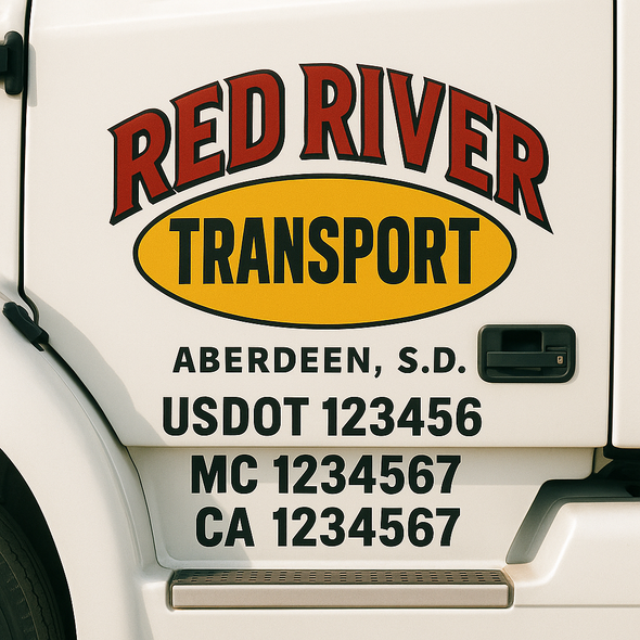 Custom Designed USDOT (DOT) Truck Door Lettering Decal Signs | Graphic Designed USDOT Lettering For Semi-Trucks, Work Trucks & Box Trucks | Add Your Trucking Name, USDOT, MC, CA, KYU, GVW & VIN (2-Pack)