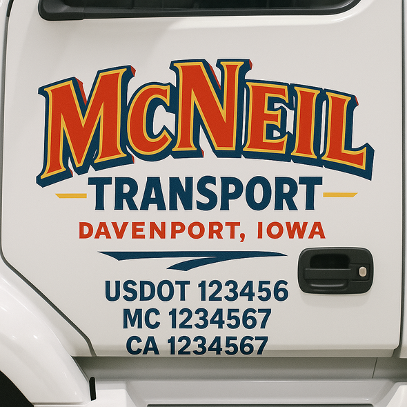 Custom Designed USDOT (DOT) Truck Door Lettering Decal Signs | Graphic Designed USDOT Lettering For Semi-Trucks, Work Trucks & Box Trucks | Add Your Trucking Name, USDOT, MC, CA, KYU, GVW & VIN (2-Pack)