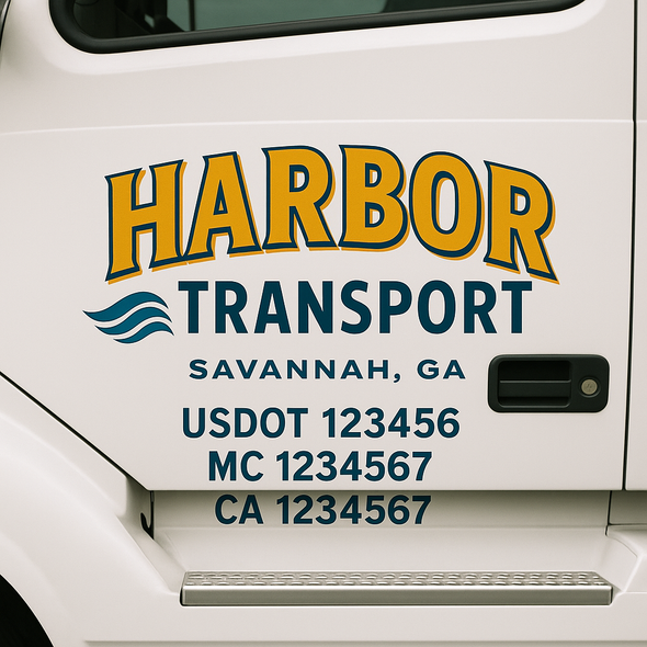 Custom Designed USDOT (DOT) Truck Door Lettering Decal Signs | Graphic Designed USDOT Lettering For Semi-Trucks, Work Trucks & Box Trucks | Add Your Trucking Name, USDOT, MC, CA, KYU, GVW & VIN (2-Pack)
