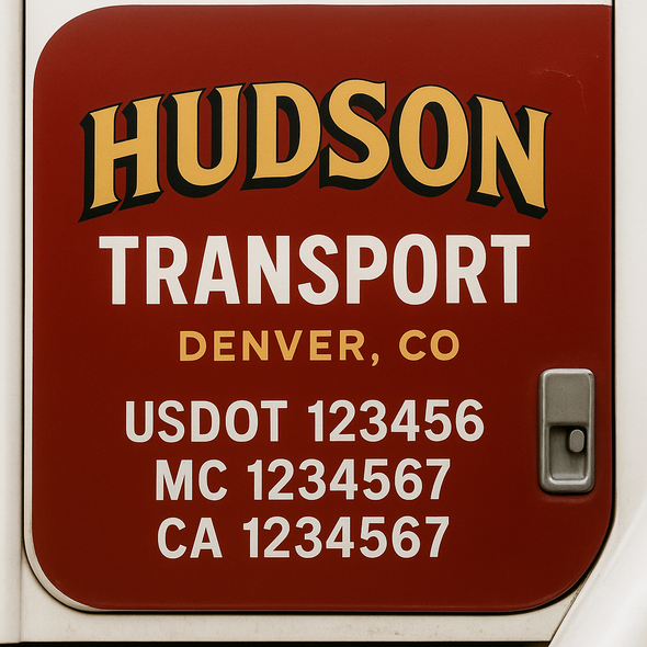 Custom Designed USDOT (DOT) Truck Door Lettering Decal Signs | Graphic Designed USDOT Lettering For Semi-Trucks, Work Trucks & Box Trucks | Add Your Trucking Name, USDOT, MC, CA, KYU, GVW & VIN (2-Pack)