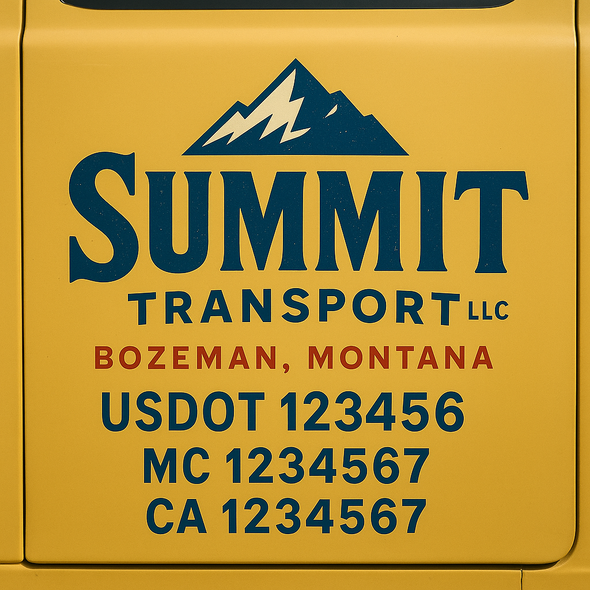 Custom Designed USDOT (DOT) Truck Door Lettering Decal Signs | Graphic Designed USDOT Lettering For Semi-Trucks, Work Trucks & Box Trucks | Add Your Trucking Name, USDOT, MC, CA, KYU, GVW & VIN (2-Pack)