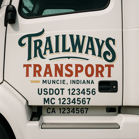 Custom Designed USDOT (DOT) Truck Door Lettering Decal Signs | Graphic Designed USDOT Lettering For Semi-Trucks, Work Trucks & Box Trucks | Add Your Trucking Name, USDOT, MC, CA, KYU, GVW & VIN (2-Pack)