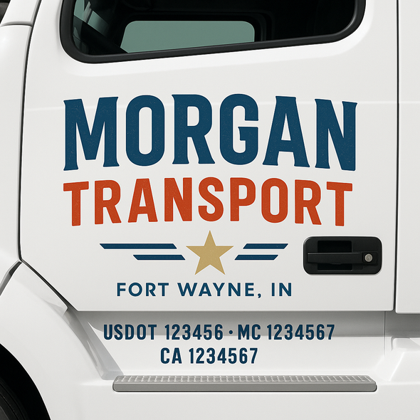 Custom Designed USDOT (DOT) Truck Door Lettering Decal Signs | Graphic Designed USDOT Lettering For Semi-Trucks, Work Trucks & Box Trucks | Add Your Trucking Name, USDOT, MC, CA, KYU, GVW & VIN (2-Pack)