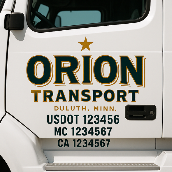 Custom Designed USDOT (DOT) Truck Door Lettering Decal Signs | Graphic Designed USDOT Lettering For Semi-Trucks, Work Trucks & Box Trucks | Add Your Trucking Name, USDOT, MC, CA, KYU, GVW & VIN (2-Pack)