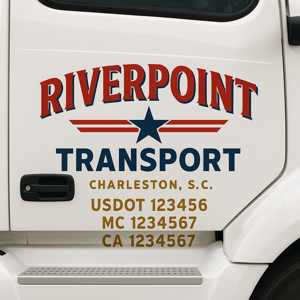 Custom Designed USDOT (DOT) Truck Door Lettering Decal Signs | Graphic Designed USDOT Lettering For Semi-Trucks, Work Trucks & Box Trucks | Add Your Trucking Name, USDOT, MC, CA, KYU, GVW & VIN (2-Pack)
