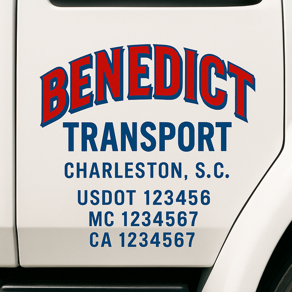 Custom Designed USDOT (DOT) Truck Door Lettering Decal Signs | Graphic Designed USDOT Lettering For Semi-Trucks, Work Trucks & Box Trucks | Add Your Trucking Name, USDOT, MC, CA, KYU, GVW & VIN (2-Pack)
