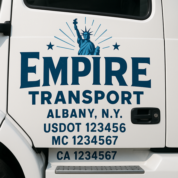 Custom Designed USDOT (DOT) Truck Door Lettering Decal Signs | Graphic Designed USDOT Lettering For Semi-Trucks, Work Trucks & Box Trucks | Add Your Trucking Name, USDOT, MC, CA, KYU, GVW & VIN (2-Pack)