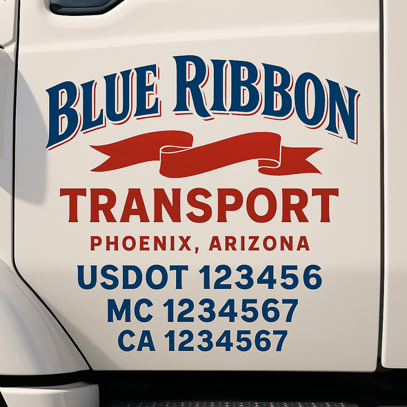 Custom Designed USDOT (DOT) Truck Door Lettering Decal Signs | Graphic Designed USDOT Lettering For Semi-Trucks, Work Trucks & Box Trucks | Add Your Trucking Name, USDOT, MC, CA, KYU, GVW & VIN (2-Pack)