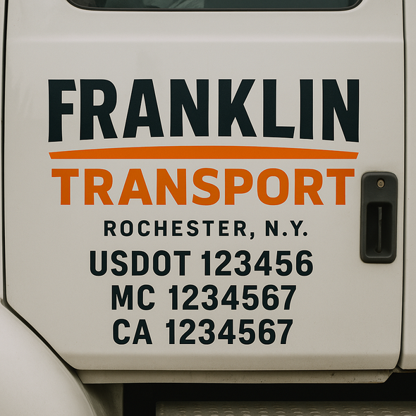 Custom Designed USDOT (DOT) Truck Door Lettering Decal Signs | Graphic Designed USDOT Lettering For Semi-Trucks, Work Trucks & Box Trucks | Add Your Trucking Name, USDOT, MC, CA, KYU, GVW & VIN (2-Pack)