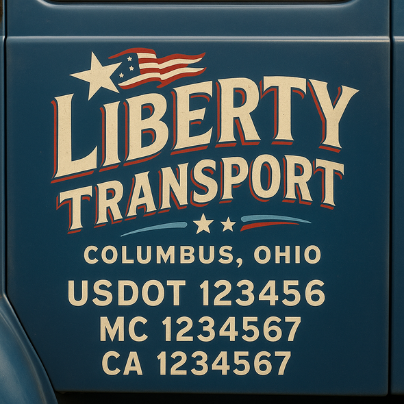 Custom Designed USDOT (DOT) Truck Door Lettering Decal Signs | Graphic Designed USDOT Lettering For Semi-Trucks, Work Trucks & Box Trucks | Add Your Trucking Name, USDOT, MC, CA, KYU, GVW & VIN (2-Pack)