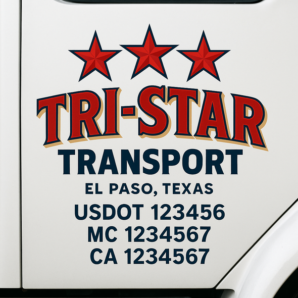 Custom Designed USDOT (DOT) Truck Door Lettering Decal Signs | Graphic Designed USDOT Lettering For Semi-Trucks, Work Trucks & Box Trucks | Add Your Trucking Name, USDOT, MC, CA, KYU, GVW & VIN (2-Pack)