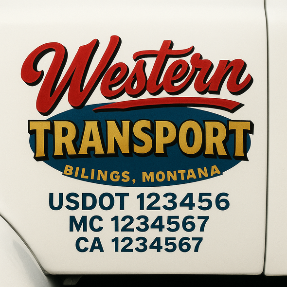 Custom Designed USDOT (DOT) Truck Door Lettering Decal Signs | Graphic Designed USDOT Lettering For Semi-Trucks, Work Trucks & Box Trucks | Add Your Trucking Name, USDOT, MC, CA, KYU, GVW & VIN (2-Pack)