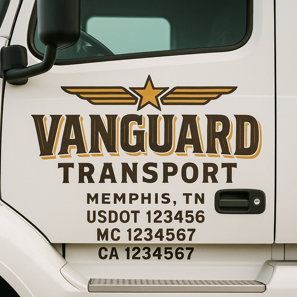 Custom Designed USDOT (DOT) Truck Door Lettering Decal Signs | Graphic Designed USDOT Lettering For Semi-Trucks, Work Trucks & Box Trucks | Add Your Trucking Name, USDOT, MC, CA, KYU, GVW & VIN (2-Pack)