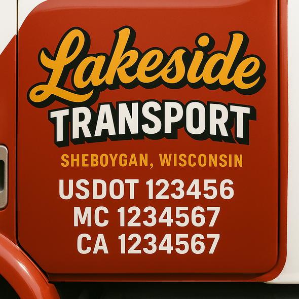 Custom Designed USDOT (DOT) Truck Door Lettering Decal Signs | Graphic Designed USDOT Lettering For Semi-Trucks, Work Trucks & Box Trucks | Add Your Trucking Name, USDOT, MC, CA, KYU, GVW & VIN (2-Pack)