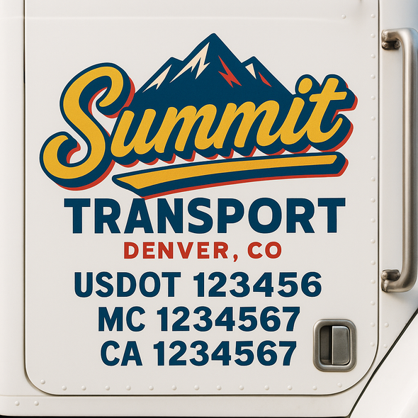 Custom Designed USDOT (DOT) Truck Door Lettering Decal Signs | Graphic Designed USDOT Lettering For Semi-Trucks, Work Trucks & Box Trucks | Add Your Trucking Name, USDOT, MC, CA, KYU, GVW & VIN (2-Pack)