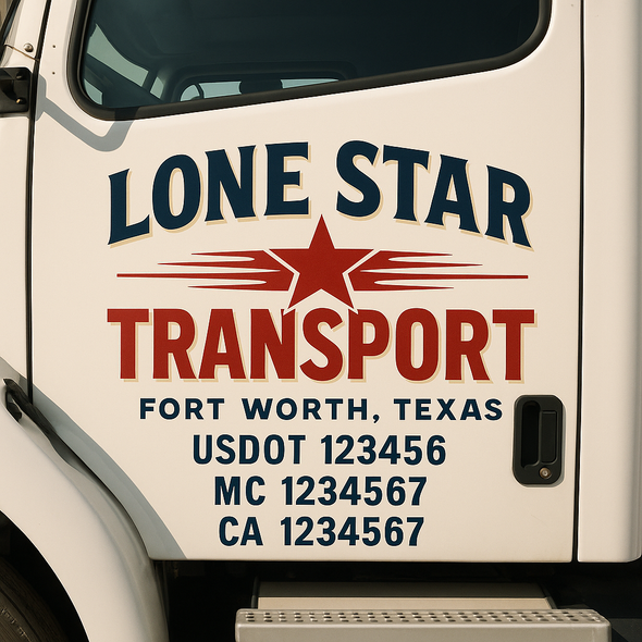 Custom Designed USDOT (DOT) Truck Door Lettering Decal Signs | Graphic Designed USDOT Lettering For Semi-Trucks, Work Trucks & Box Trucks | Add Your Trucking Name, USDOT, MC, CA, KYU, GVW & VIN (2-Pack)