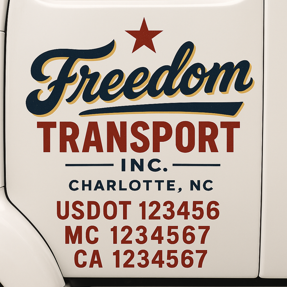 Custom Designed USDOT (DOT) Truck Door Lettering Decal Signs | Graphic Designed USDOT Lettering For Semi-Trucks, Work Trucks & Box Trucks | Add Your Trucking Name, USDOT, MC, CA, KYU, GVW & VIN (2-Pack)