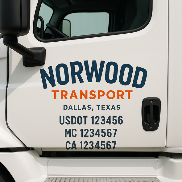 Custom Designed USDOT (DOT) Truck Door Lettering Decal Signs | Graphic Designed USDOT Lettering For Semi-Trucks, Work Trucks & Box Trucks | Add Your Trucking Name, USDOT, MC, CA, KYU, GVW & VIN (2-Pack)