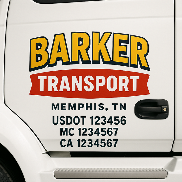 Custom Designed USDOT (DOT) Truck Door Lettering Decal Signs | Graphic Designed USDOT Lettering For Semi-Trucks, Work Trucks & Box Trucks | Add Your Trucking Name, USDOT, MC, CA, KYU, GVW & VIN (2-Pack)