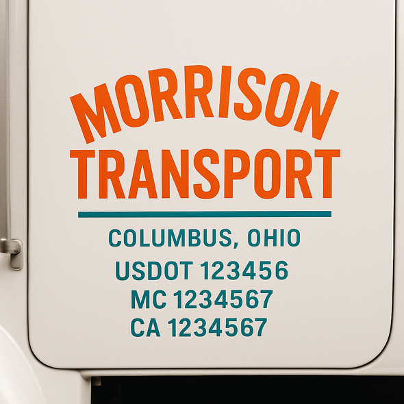 Custom Designed USDOT (DOT) Truck Door Lettering Decal Signs | Graphic Designed USDOT Lettering For Semi-Trucks, Work Trucks & Box Trucks | Add Your Trucking Name, USDOT, MC, CA, KYU, GVW & VIN (2-Pack)