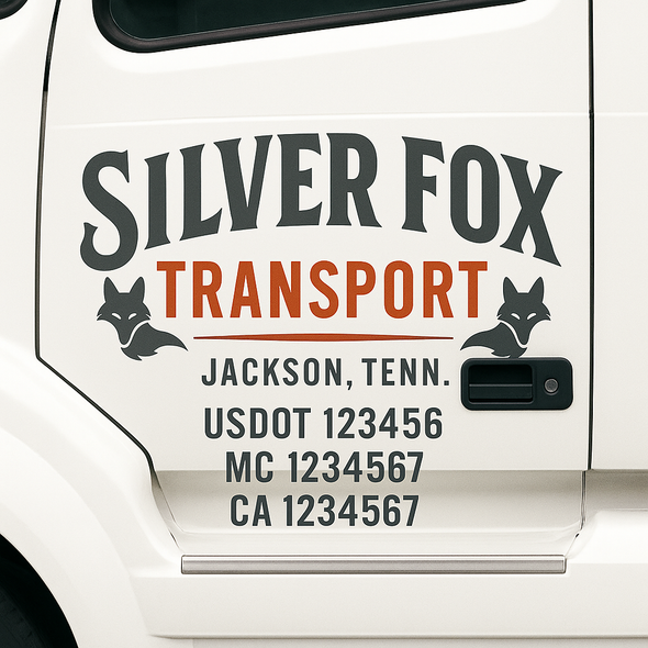 Custom Designed USDOT (DOT) Truck Door Lettering Decal Signs | Graphic Designed USDOT Lettering For Semi-Trucks, Work Trucks & Box Trucks | Add Your Trucking Name, USDOT, MC, CA, KYU, GVW & VIN (2-Pack)
