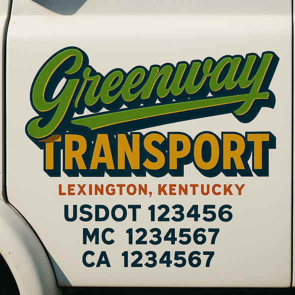 Custom Designed USDOT (DOT) Truck Door Lettering Decal Signs | Graphic Designed USDOT Lettering For Semi-Trucks, Work Trucks & Box Trucks | Add Your Trucking Name, USDOT, MC, CA, KYU, GVW & VIN (2-Pack)
