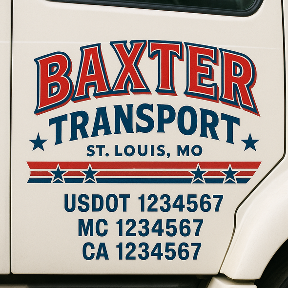 Custom Designed USDOT (DOT) Truck Door Lettering Decal Signs | Graphic Designed USDOT Lettering For Semi-Trucks, Work Trucks & Box Trucks | Add Your Trucking Name, USDOT, MC, CA, KYU, GVW & VIN (2-Pack)
