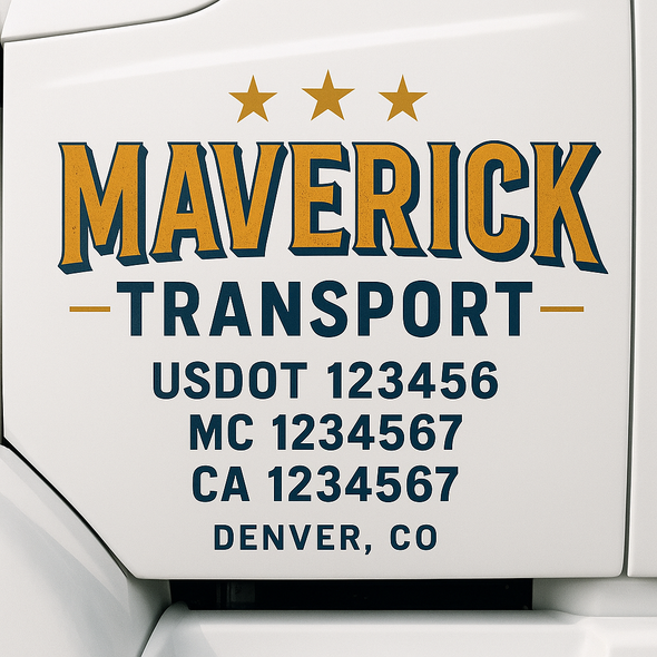 Custom Designed USDOT (DOT) Truck Door Lettering Decal Signs | Graphic Designed USDOT Lettering For Semi-Trucks, Work Trucks & Box Trucks | Add Your Trucking Name, USDOT, MC, CA, KYU, GVW & VIN (2-Pack)