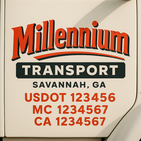 Custom Designed USDOT (DOT) Truck Door Lettering Decal Signs | Graphic Designed USDOT Lettering For Semi-Trucks, Work Trucks & Box Trucks | Add Your Trucking Name, USDOT, MC, CA, KYU, GVW & VIN (2-Pack)
