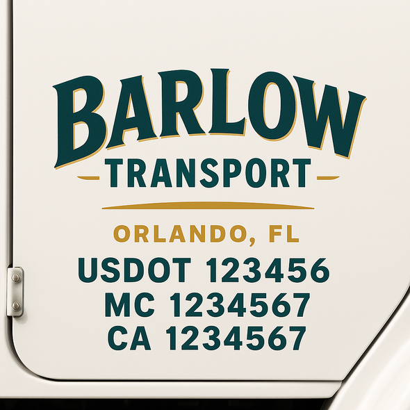 Custom Designed USDOT (DOT) Truck Door Lettering Decal Signs | Graphic Designed USDOT Lettering For Semi-Trucks, Work Trucks & Box Trucks | Add Your Trucking Name, USDOT, MC, CA, KYU, GVW & VIN (2-Pack)