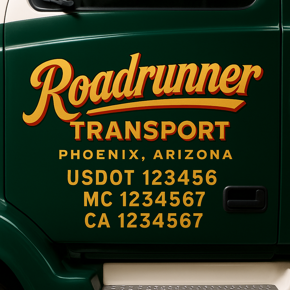 Custom Designed USDOT (DOT) Truck Door Lettering Decal Signs | Graphic Designed USDOT Lettering For Semi-Trucks, Work Trucks & Box Trucks | Add Your Trucking Name, USDOT, MC, CA, KYU, GVW & VIN (2-Pack)