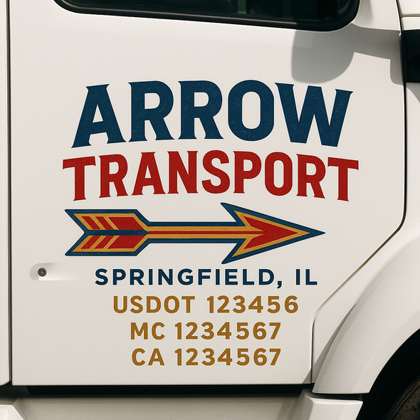 Custom Designed USDOT (DOT) Truck Door Lettering Decal Signs | Graphic Designed USDOT Lettering For Semi-Trucks, Work Trucks & Box Trucks | Add Your Trucking Name, USDOT, MC, CA, KYU, GVW & VIN (2-Pack)