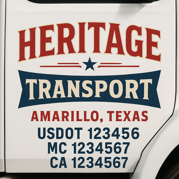 Custom Designed USDOT (DOT) Truck Door Lettering Decal Signs | Graphic Designed USDOT Lettering For Semi-Trucks, Work Trucks & Box Trucks | Add Your Trucking Name, USDOT, MC, CA, KYU, GVW & VIN (2-Pack)