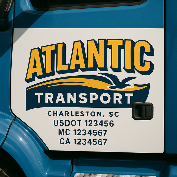Custom Designed USDOT (DOT) Truck Door Lettering Decal Signs | Graphic Designed USDOT Lettering For Semi-Trucks, Work Trucks & Box Trucks | Add Your Trucking Name, USDOT, MC, CA, KYU, GVW & VIN (2-Pack)
