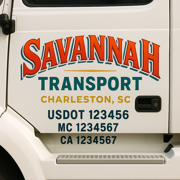 Custom Designed USDOT (DOT) Truck Door Lettering Decal Signs | Graphic Designed USDOT Lettering For Semi-Trucks, Work Trucks & Box Trucks | Add Your Trucking Name, USDOT, MC, CA, KYU, GVW & VIN (2-Pack)