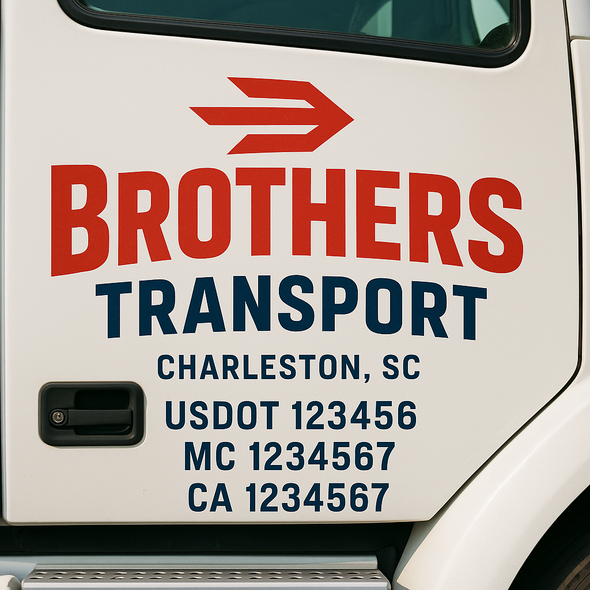 Custom Designed USDOT (DOT) Truck Door Lettering Decal Signs | Graphic Designed USDOT Lettering For Semi-Trucks, Work Trucks & Box Trucks | Add Your Trucking Name, USDOT, MC, CA, KYU, GVW & VIN (2-Pack)