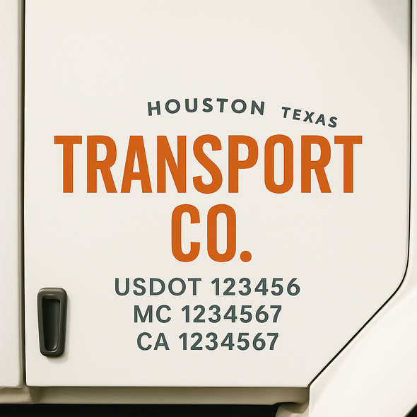 Custom Designed USDOT (DOT) Truck Door Lettering Decal Signs | Graphic Designed USDOT Lettering For Semi-Trucks, Work Trucks & Box Trucks | Add Your Trucking Name, USDOT, MC, CA, KYU, GVW & VIN (2-Pack)