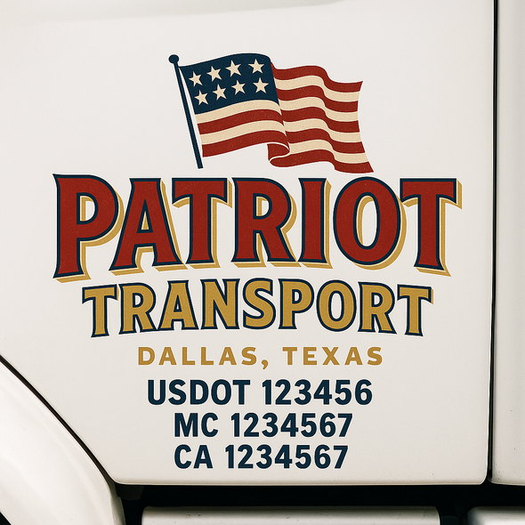 Custom Designed USDOT (DOT) Truck Door Lettering Decal Signs | Graphic Designed USDOT Lettering For Semi-Trucks, Work Trucks & Box Trucks | Add Your Trucking Name, USDOT, MC, CA, KYU, GVW & VIN (2-Pack)