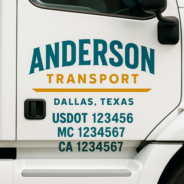 Custom Designed USDOT (DOT) Truck Door Lettering Decal Signs | Graphic Designed USDOT Lettering For Semi-Trucks, Work Trucks & Box Trucks | Add Your Trucking Name, USDOT, MC, CA, KYU, GVW & VIN (2-Pack)