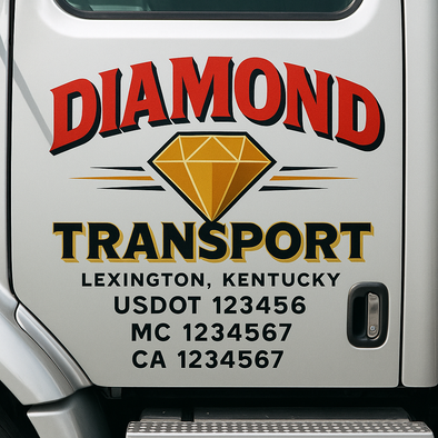 Custom Designed USDOT (DOT) Truck Door Lettering Decal Signs | Graphic Designed USDOT Lettering For Semi-Trucks, Work Trucks & Box Trucks | Add Your Trucking Name, USDOT, MC, CA, KYU, GVW & VIN (2-Pack)