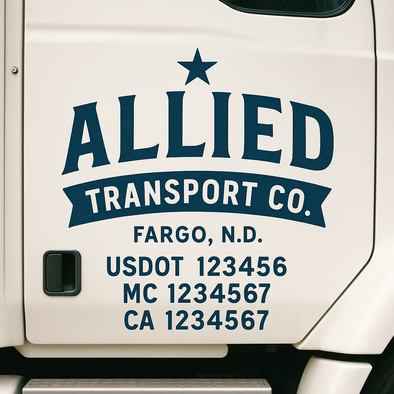 Custom Designed USDOT (DOT) Truck Door Lettering Decal Signs | Graphic Designed USDOT Lettering For Semi-Trucks, Work Trucks & Box Trucks | Add Your Trucking Name, USDOT, MC, CA, KYU, GVW & VIN (2-Pack)