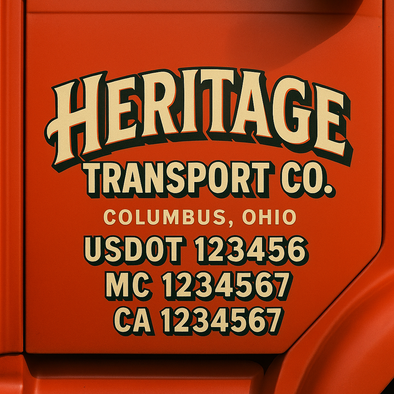 Custom Designed USDOT (DOT) Truck Door Lettering Decal Signs | Graphic Designed USDOT Lettering For Semi-Trucks, Work Trucks & Box Trucks | Add Your Trucking Name, USDOT, MC, CA, KYU, GVW & VIN (2-Pack)