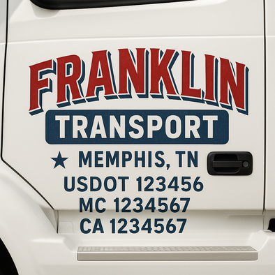 Custom Designed USDOT (DOT) Truck Door Lettering Decal Signs | Graphic Designed USDOT Lettering For Semi-Trucks, Work Trucks & Box Trucks | Add Your Trucking Name, USDOT, MC, CA, KYU, GVW & VIN (2-Pack)