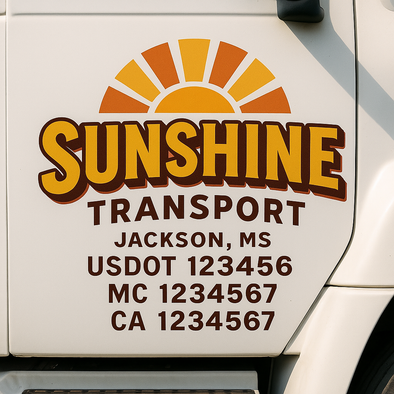 Custom Designed USDOT (DOT) Truck Door Lettering Decal Signs | Graphic Designed USDOT Lettering For Semi-Trucks, Work Trucks & Box Trucks | Add Your Trucking Name, USDOT, MC, CA, KYU, GVW & VIN (2-Pack)